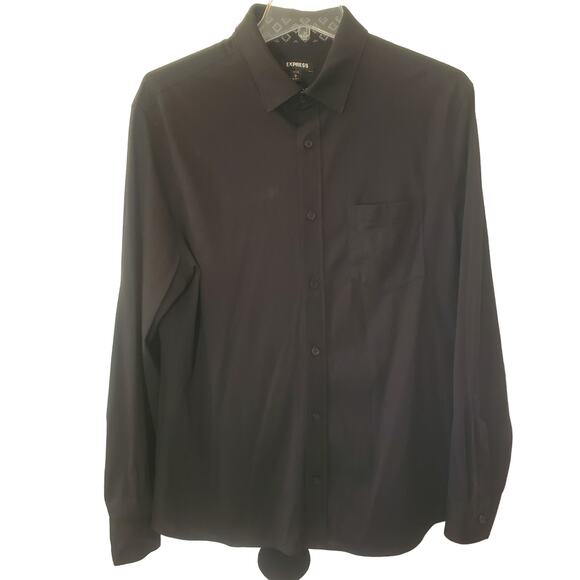 Express Other - Express Black Long Sleeve Collared Pocket Button Up Dress Shirt Mens Size Medium